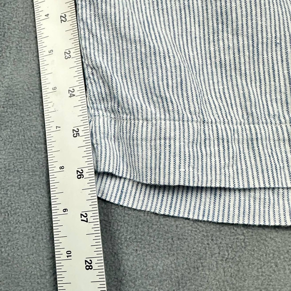 Chico's Pants Women Size 2P/US 12 Petite Linen White Blue Stripe TINY FLAW - Picture 8 of 9